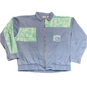 Quicksilver x Stranger Things Jacket Mens Medium Blue Surfer Patchwork Full Zip